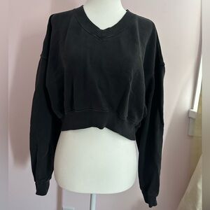 Aerie cropped v neck sweatshirt